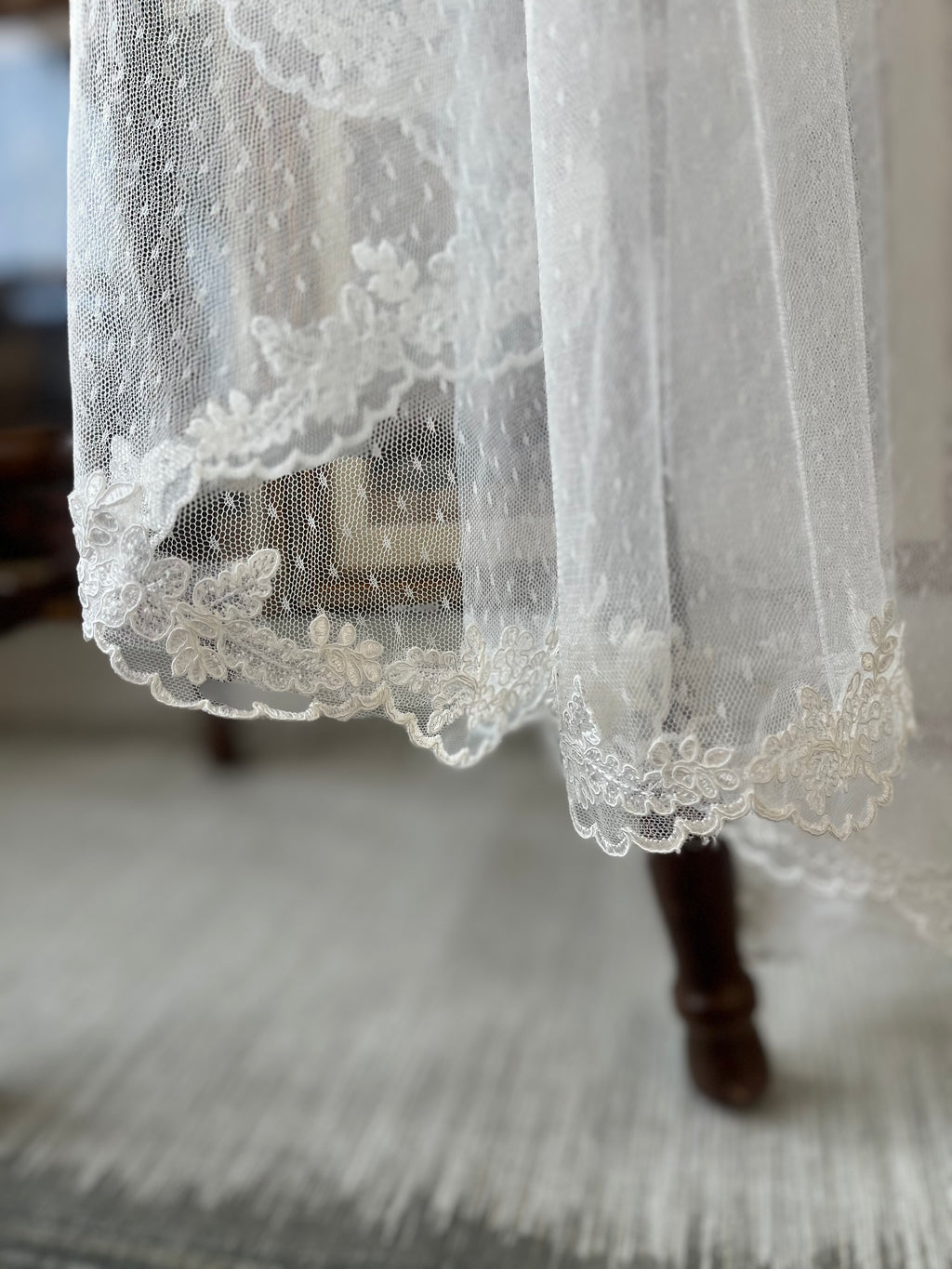 Vintage Polka Dot Lace Mantilla Bridal Veil
